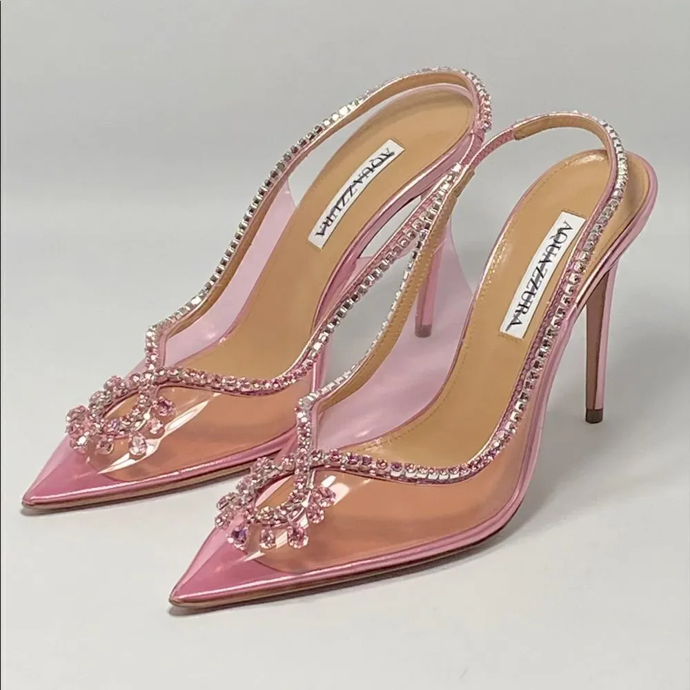 Aquazzura Seduction 105mm crystal-embellished pumps size 38